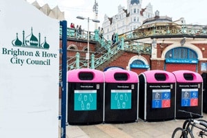 The pink bins have been rolled out on the seafront